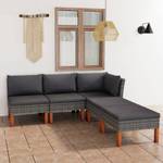 Garten-Sofa-Set (5-teilig) 3009634-2 Grau - Metall - Polyrattan - Holzart/Dekor - 61 x 67 x 65 cm