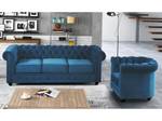 Ensemble canapé fauteuil  CHESTERFIELD Bleu