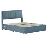 Lit double M292 Bleu - Bois manufacturé - 146 x 109 x 215 cm