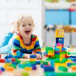 Etagère enfants avec 4 boîtes en tissu Gris - Bleu clair - Blanc