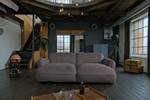 DAVITO Big canapé en cuir Gris - Cuir véritable - Bois massif - 280 x 88 x 180 cm