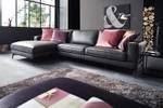 Ecksofa LUGA Grau - Echtleder - Textil - 276 x 84 x 177 cm