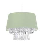 Lustre abat-jour en tissu et cristaux Vert - Métal - Matière plastique - Textile - 32 x 130 x 32 cm