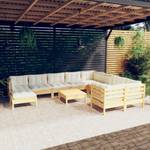 Garten-Lounge-Set Weiß - Massivholz - 64 x 29 x 64 cm