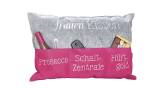 Frauenkissen mit Taschen bestickt Grau - Pink - Textil - 60 x 10 x 40 cm