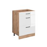 Unterschrank R-Line 60cm Goldkraft/Wei Hochglanz Weiß - Hellbraun