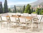 Gartenset GROSSETO 9-tlg Beige - Eiche Hell - Silber