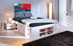 Doppelbett mit Staufächern und Weiß - Holz teilmassiv - 187 x 48 x 209 cm