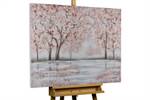 Acrylbild handgemalt Spring Garden Grau - Pink - Massivholz - Textil - Holz teilmassiv - 100 x 75 x 4 cm