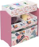 Spielzeugregal Ebanie Pink - Holzwerkstoff - Textil - 63 x 60 x 30 cm