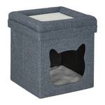 Grotte pour chat en gris foncé Noir - Gris - Blanc - Bois manufacturé - Matière plastique - Textile - 40 x 44 x 40 cm