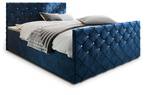 Boxspringbett MANDI Blau - Textil - 160 x 98 x 214 cm