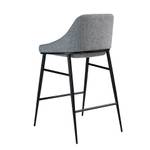 Tabouret en tissu avec pieds en noir Gris - Textile - 49 x 90 x 53 cm