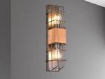 2 flammig Holz mit Gitterlampe Wandlampe