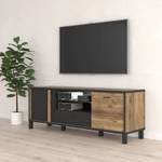 Meuble TV 57x155cm décor bois clair Marron - En partie en bois massif - 155 x 57 x 42 cm