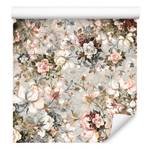 Papier Peint roses fleurs feuilles flore Beige - Rouge - Papier - 53 x 1000 x 1000 cm