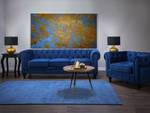 Set de canapés CHESTERFIELD Bleu - Bleu marine - Chêne foncé - 201 x 70 x 75 cm