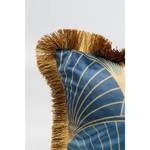 Dekokissen Leaves Fringe Blau - Textil - 45 x 45 x 12 cm