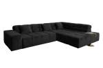 Ecksofa NEVADA Velvet Recamiere Schwarz - Armlehne davorstehend links - Ecke davorstehend rechts