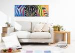 Tableau peint Psychedelic Zebra Bois massif - Textile - En partie en bois massif - 150 x 50 x 4 cm