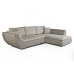 Ecksofa Nikolas beidseitig montierbar - Kunstleder / Webstoff Ottomane - davorstehend rechts - Beige