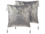 Kissen 2er Set CAMELLIA Gold - Silber - Textil - 45 x 12 x 45 cm