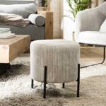 Tabouret rond en tissu velours Gris - Textile - 36 x 42 x 36 cm