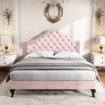 Polsterbett Mars Ⅵ Pink - Holzwerkstoff - Metall - Massivholz - Textil - Holzart/Dekor