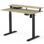 Sitz-Steh Schreibtisch mit USB Braun - Holzwerkstoff - 60 x 123 x 118 cm