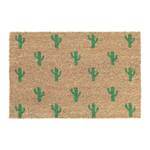 Paillasson coco motif cactus Marron - Vert - Fibres naturelles - Matière plastique - 60 x 2 x 40 cm