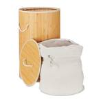 Wäschekorb Bambus rund Cremeweiß - Weiß - 1er Set