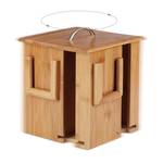 Teebox drehbar aus Bambus Braun - Silber - Bambus - Metall - 18 x 21 x 18 cm