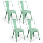 Lot de 4 chaises Tulio 46x52x85cm Vert - Bois massif - Bois/Imitation - 52 x 85 x 46 cm