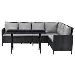 Garten Lounge MADISON Schwarz - Kunststoff - Polyrattan - 233 x 80 x 167 cm