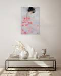 Tableau peint à la main Floral Beauty Rose foncé - Bois massif - Textile - 60 x 90 x 4 cm