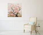 Acrylbild handgemalt Heiteres Hanami Braun - Pink - Massivholz - Textil - 80 x 80 x 4 cm