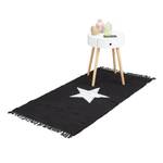 Tapis tissé main en coton Noir - Blanc - Textile - 140 x 1 x 70 cm