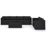 Garten-Sofa-Set (8-teilig) 3059502 Schwarz - Metall - Polyrattan - 68 x 63 x 72 cm