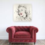 Tableau peint à la main Marilyn Monroe Noir - Blanc - Bois massif - Textile - 80 x 80 x 4 cm