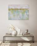 Acrylbild handgemalt Idyllic Waterlilies Beige - Türkis - Massivholz - Textil - 100 x 75 x 4 cm