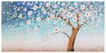 Tableau peint Evening in Spring Bleu - Blanc - Bois massif - Textile - En partie en bois massif - 120 x 60 x 4 cm