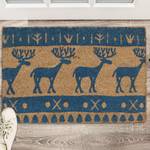 Paillasson coco avec rennes Bleu - Marron - Fibres naturelles - Matière plastique - 60 x 2 x 40 cm