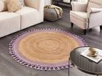 Tapis tressé MARTS Beige - Mauve - Fibres naturelles - 140 x 1 x 140 cm