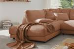 Sofa MADELINE Ecksofa Cord Braun - Ecke davorstehend links