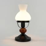 Lampe de chevet PETRONEL Noir - Marron - Blanc - Bois manufacturé - Métal - 14 x 32 x 14 cm