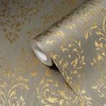 Glamouröse Ornamenttapete aus Textil Beige - Gold