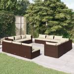 Garten-Lounge-Set (12-teilig) 3013631-9 Braun - Weiß - Metall - Polyrattan - 70 x 61 x 70 cm