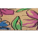 Paillasson coco avec motif floral Bleu - Vert - Rose foncé - Fibres naturelles - Matière plastique - 60 x 2 x 40 cm