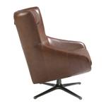 Fauteuil pivotant en cuir brun Marron - Cuir véritable - Textile - 76 x 100 x 90 cm