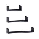 Wandregal 3er Set U-Form Schwarz - Holzwerkstoff - 60 x 10 x 15 cm